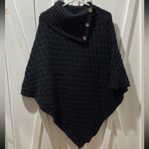 Sara Campbell black knit poncho